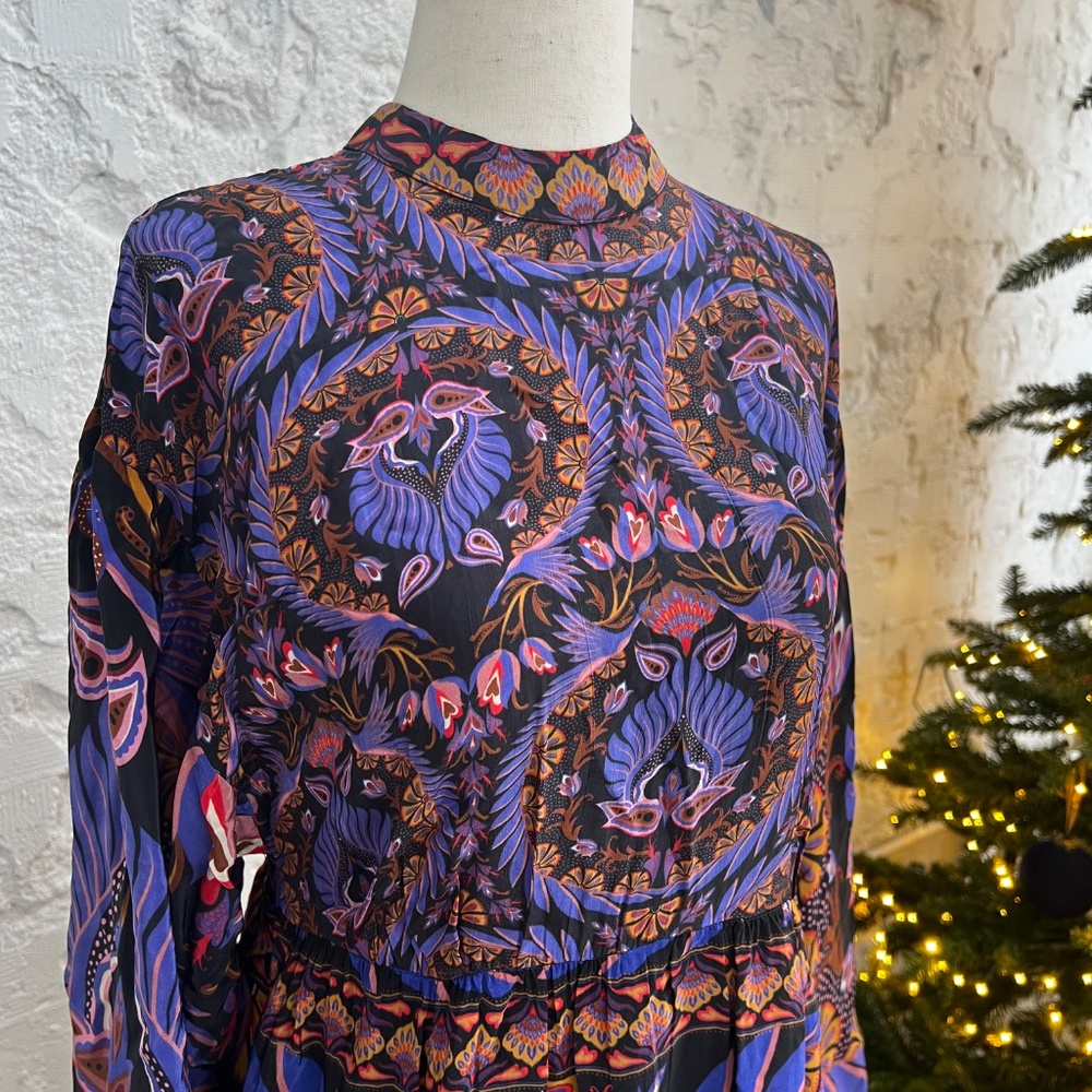 Farm RIO Heart forest Printed crepe de chine maxi dress SIZE SMALL floor length - Picture 6 of 9